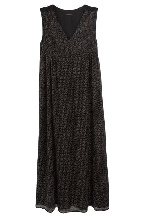 LONG DRESS IN GEOMETRIC PRINTED CRÊPE BLACK COLOR WOMAN by IKKS