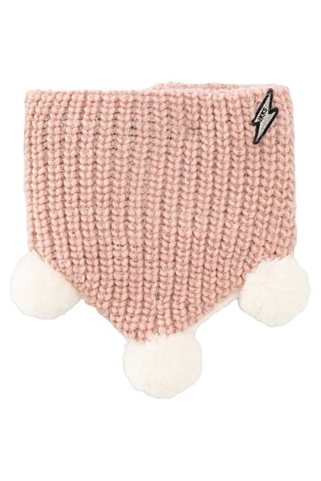 BABY GIRLS’ POWDER PINK FUR-LINED KNIT SNOOD WITH POMPOMS DU by IKKS