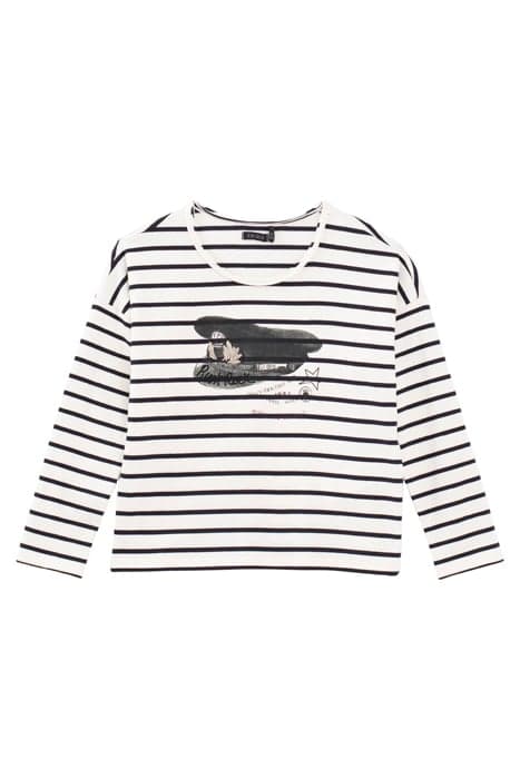 GIRLS’ ECRU STRIPED T-SHIRT WITH CAP IMAGE OFF-WHITE by IKKS