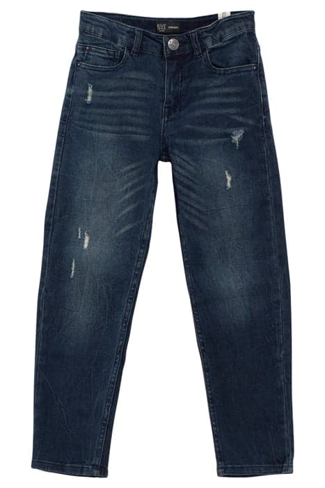 BOYS’ VINTAGE BLUE STRAIGHT JEANS WITH PLACED WEAR BLUE VINT by IKKS