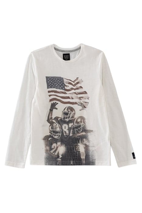 BOYS’ OFF-WHITE AMERICAN FOOTBALLERS IMAGE T-SHIRT OFF-WHITE by IKKS