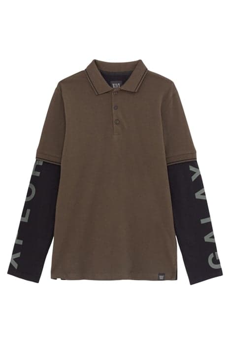 BOYS’ BRONZE POLO SHIRT WITH BLACK JERSEY LONG SLEEVES KHAKI by IKKS