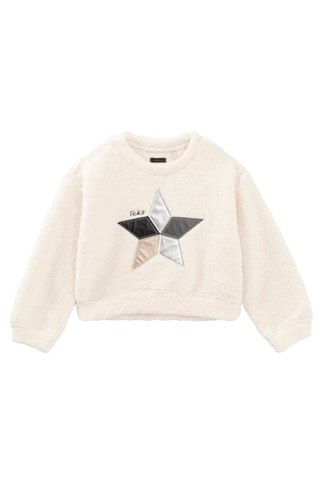 GIRLS’ ECRU PLUSH-STYLE SWEATSHIRT WITH STAR PATCH OFF-WHITE by IKKS