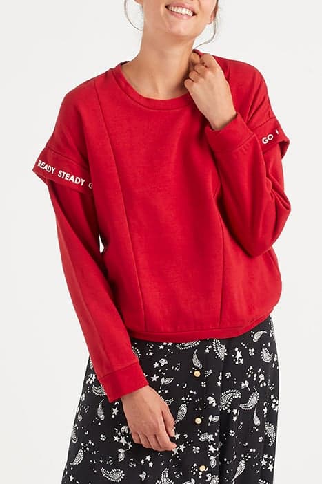 CANDY RED SWEATSHIRT WITH SLEEVE SEAMS by ICODE