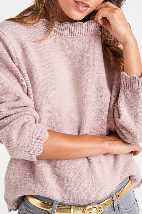 SWEET PINK KNIT SWEATER WITH DECORATIVE RIBBING by ICODE