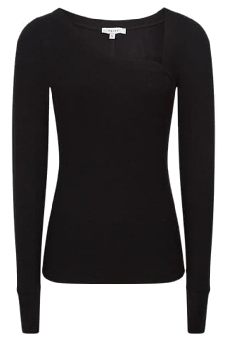 CARLY-ASYM NECK TOP BLACK by Reiss