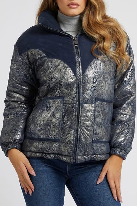 LOISE LEATHER JACKET PAISLEY PRINT BLU/GO by Marciano by Guess