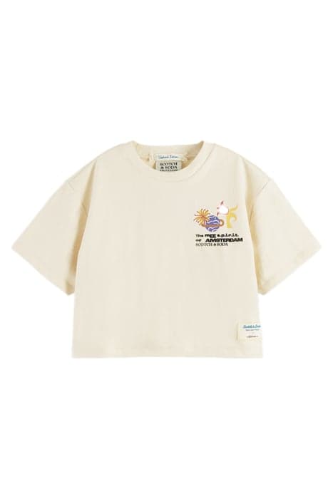 SAKURA CROPPED LOOSE-FIT T-SHIRT IN KAPOK BLEND OFF WHITE by Scotch & Soda