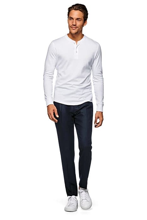 WHITE HENLEY T SHIRT by Suitsupply