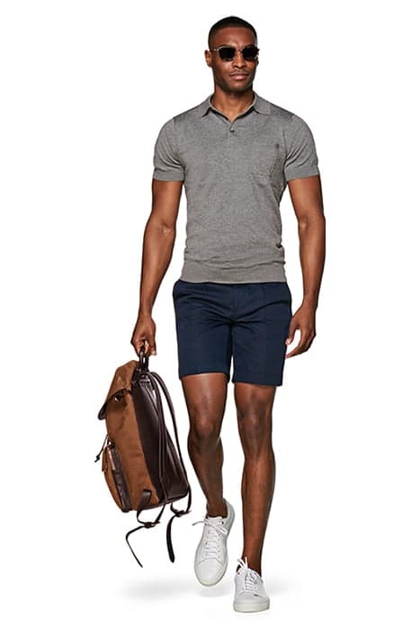 NAVY PLEATED BENNINGTON SHORTS by Suitsupply