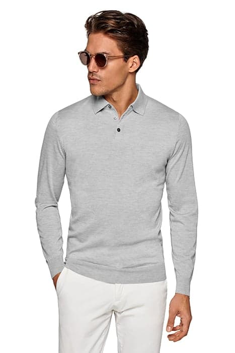 GREY LONG SLEEVE POLO SHIRT by Suitsupply