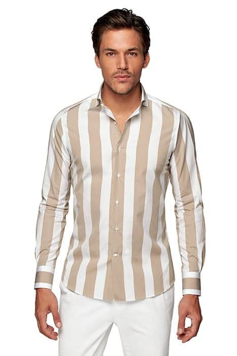 LIGHT BROWN STRIPED EXTRA SLIM FIT SHIRT by Suitsupply