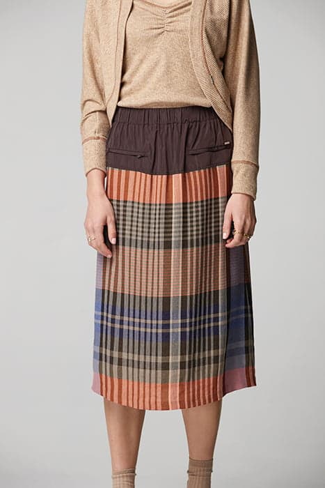 MULTICOLORED CHECK ZUYA SKIRT BROWN/BROWN BROWN/BROWN by OKY