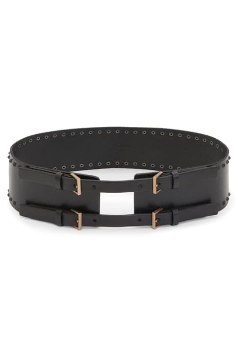 MAXIE STUD DBLE BELT BLACK/MATTE BLACK by AllSaints