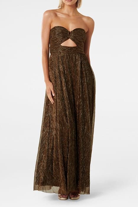 ANDY STRAPLESS PLISSE MAXI DRESS BRONZE by Forever New