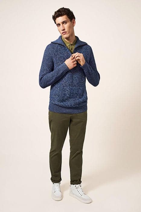 LAKEWOOD ZIP NECK JUMPER CHAMBRAY BLUE by White Stuff