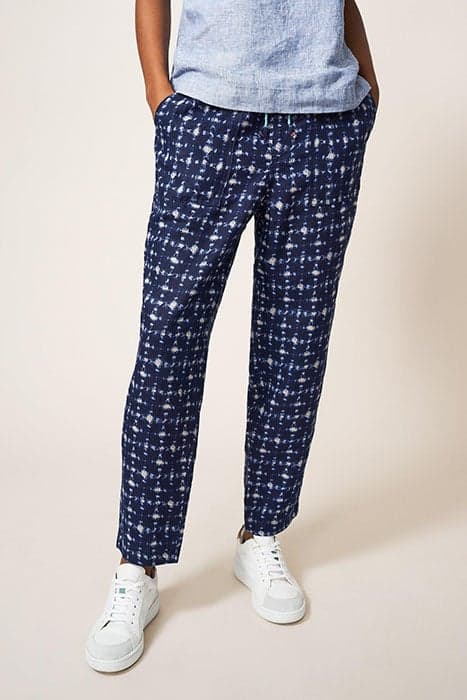 EFFIE LINEN TROUSER NAVY MULTI by White Stuff