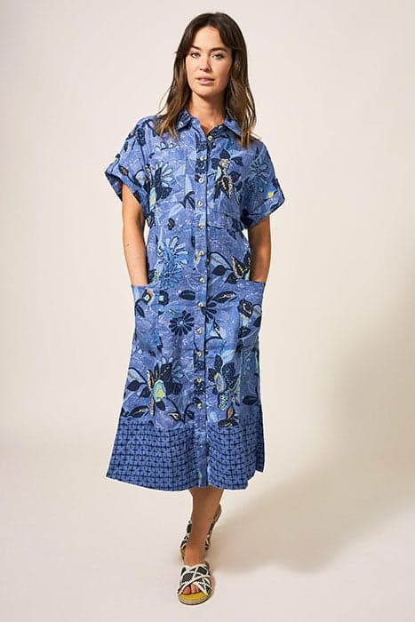 RENO LINEN SHIRT DRESS BLUE PR by White Stuff