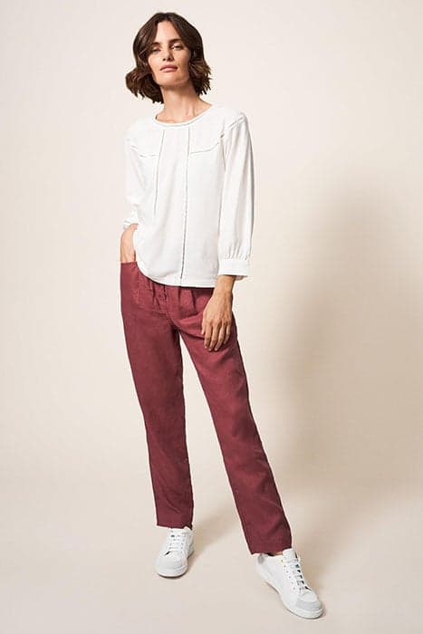 ROWENA LINEN TROUSER DARK PLUM by White Stuff