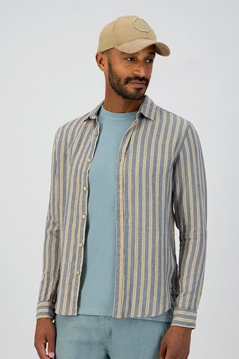 SHIRT LINEN MELANGE STRIPE MOONLIGHT BLUE by Dstrezzed