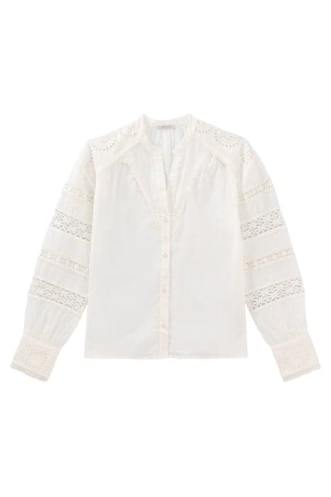 WHITE ORGANIC COTTON BLOUSE WITH LACE SLEEVES by IKKS