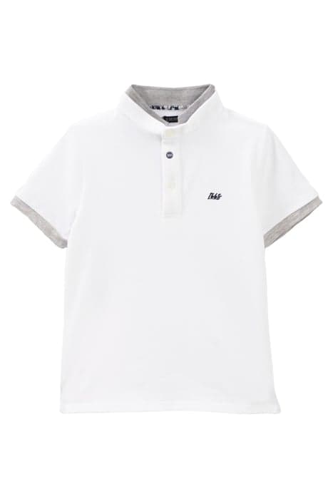 BOYS’ WHITE POLO SHIRT WITH GREY RIBBED COLLAR by IKKS