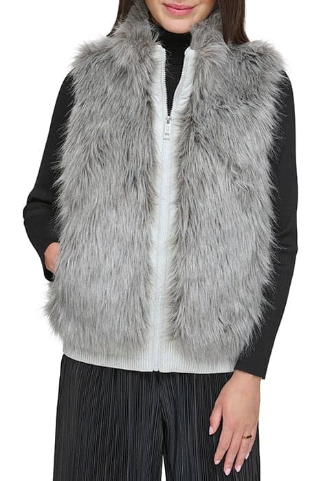 S/L RVRSBL LNG FUR V DK STEEL GREY by DKNY