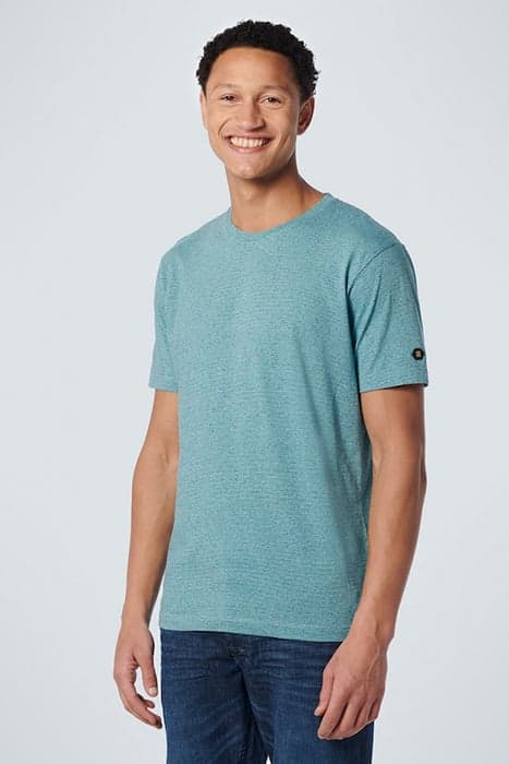 T-SHIRT CREWNECK 2 COLOURED STRIPES LIGHT AQUA by No Excess