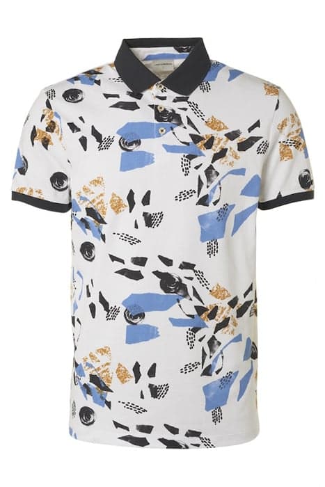 POLO PIQUE ALLOVER PRINTED WASHED BLUE by No Excess