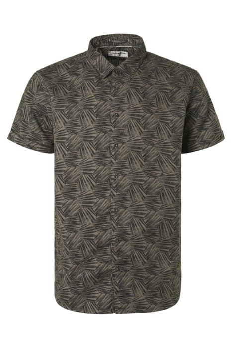 SHIRT SHORT SLEEVE ALLOVER PRINTED GARMENT DYED LIGHT ARMY by No Excess