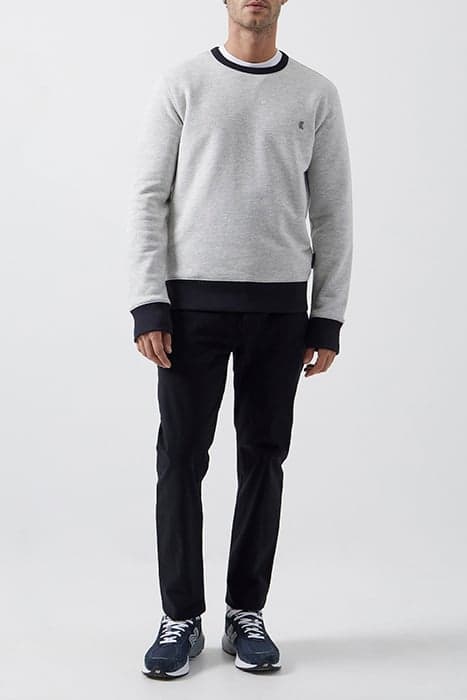 CONTRAST CREW NECK SWEATER LGT GREY MEL/DK NAVY by French Connection