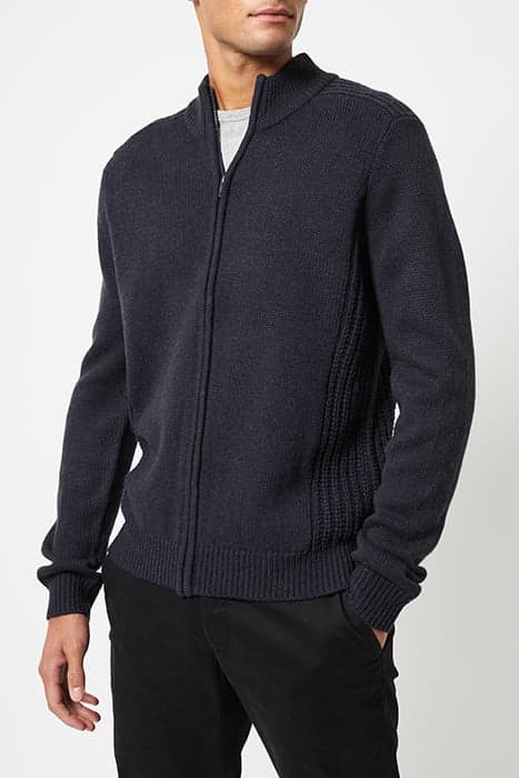 ZIP THROUGH CONTRAST STITCH KNIT JUMPER DARK NAVY by French Connection