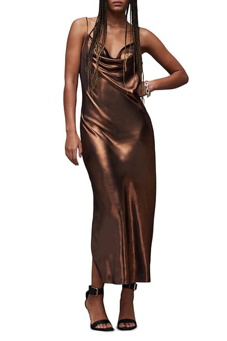 HADLEY METALLIC DRES ROSE GOLD by AllSaints