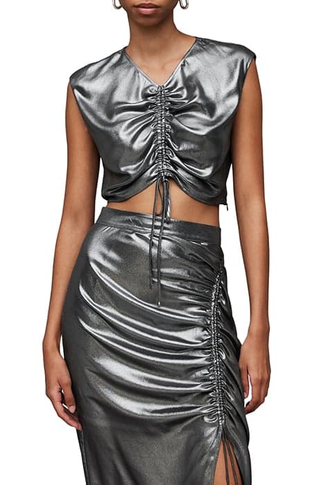 CARLA METALLIC TOP GUNMETAL GREY by AllSaints