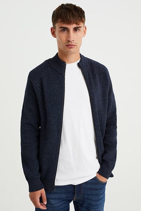 CARDIGAN WITH ZIPPER DARK BLUE by WE Fashion