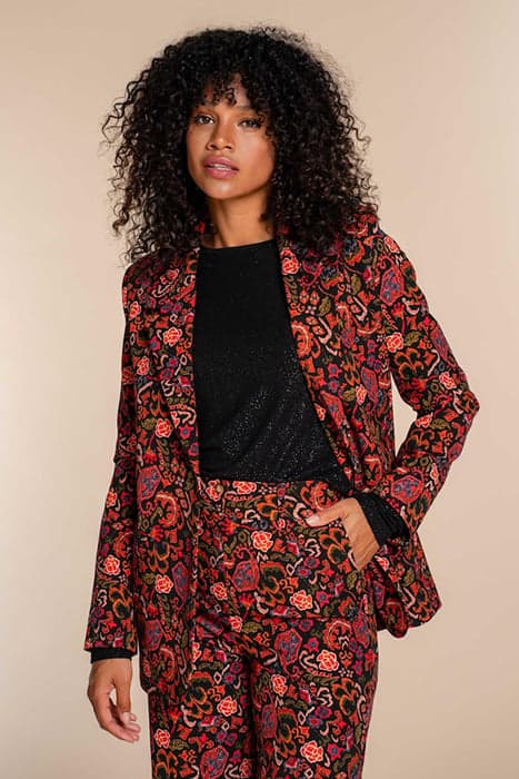 BLAZER PRINTED BLACK/RED/COGNAC by Geisha