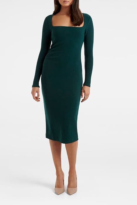 CLIO LONG SLEEVE MIDI TEAL GREEN by Forever New