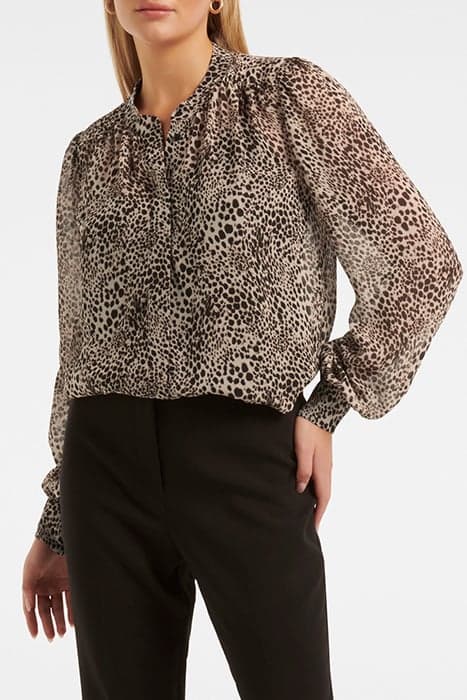 FINLEY PRINTED LONG SLEEVE TUNIC SEPIA LEOPARD by Forever New