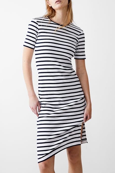 STRIPE RIB DRESS MIDI DK NAVY/WHITE by French Connection