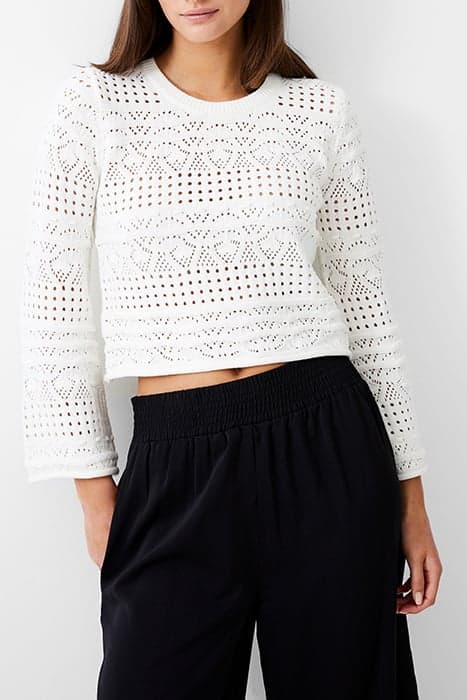 L/S CROCHET BOBBLE KNIT IVORY by French Connection