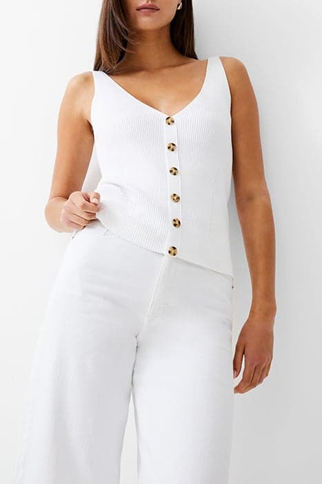 RIB BUTTON VEST WHITE by French Connection