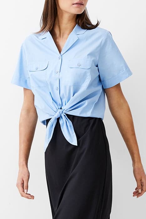 TIE FRONT POPLIN SHIRT PLACID BLUE by French Connection