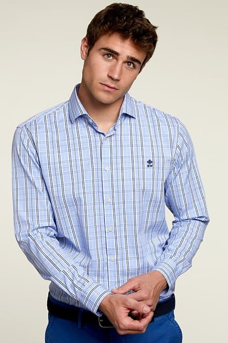 SLIM FIT CHECKED SHIRT BLUE by River Woods