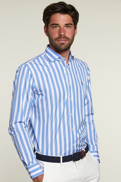 CUSTOM FIT STRIPED SHIRT BLUE/WHITE by River Woods