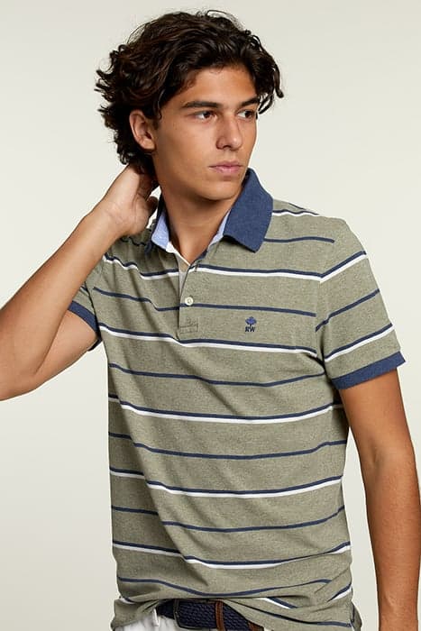 CUSTOM FIT COTTON POLO DARK LEEK MIX by River Woods