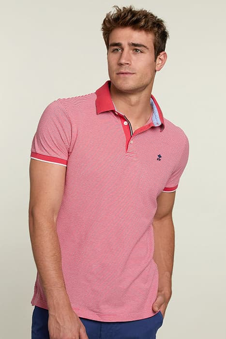 CUSTOM FIT STRIPED POLO PASSION RED by River Woods