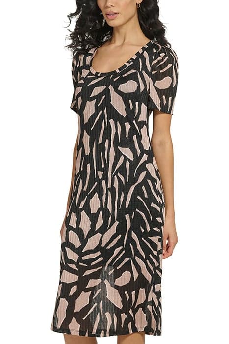 S/S PRNTD HACCI MIDI BLK/CAFE AU LAIT by DKNY