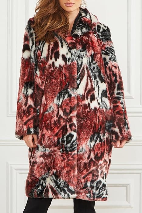 BELLE FAUX FUR COAT LEOPARD ROSE PRINT by Marciano by Guess