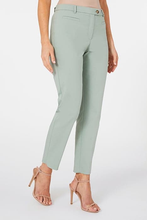 COMPACT COTTON SLIM TROUSERS LIGHT GREEN by Elena Mirò