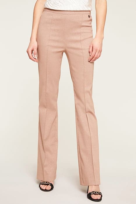 FITTED LUREX TROUSERS WITH FLARE CUT BEIGE by Motivi